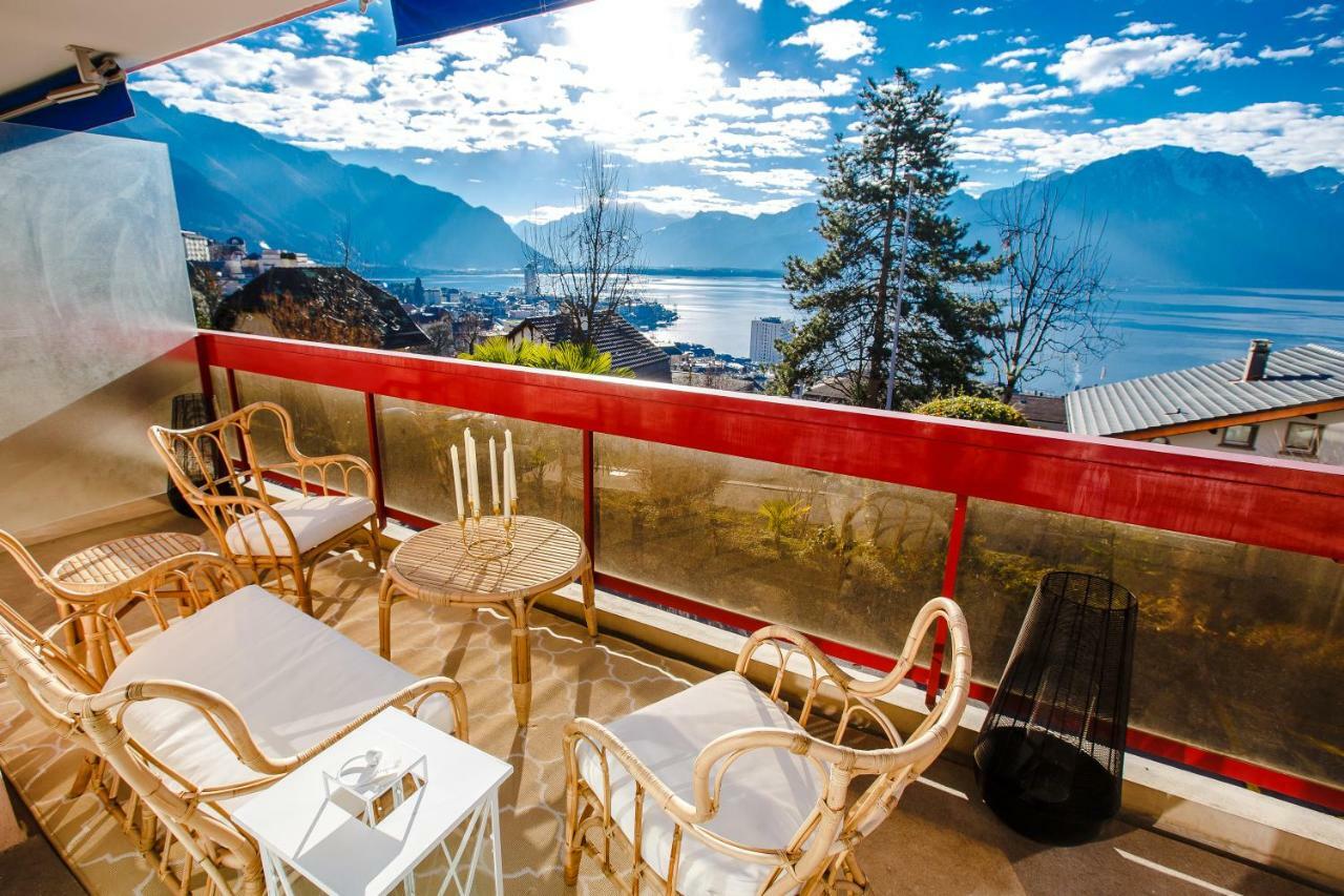 Terrace With Lake & Mountain View Montreux Bagian luar foto